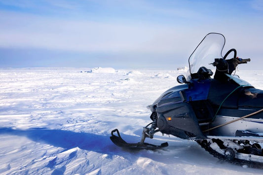 Snowmobile Tracks and Skis