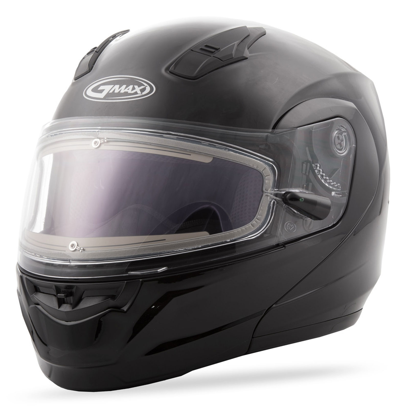GMAX MD04S Black Modular Snowmobile Helmet w/Electric Shield – Up