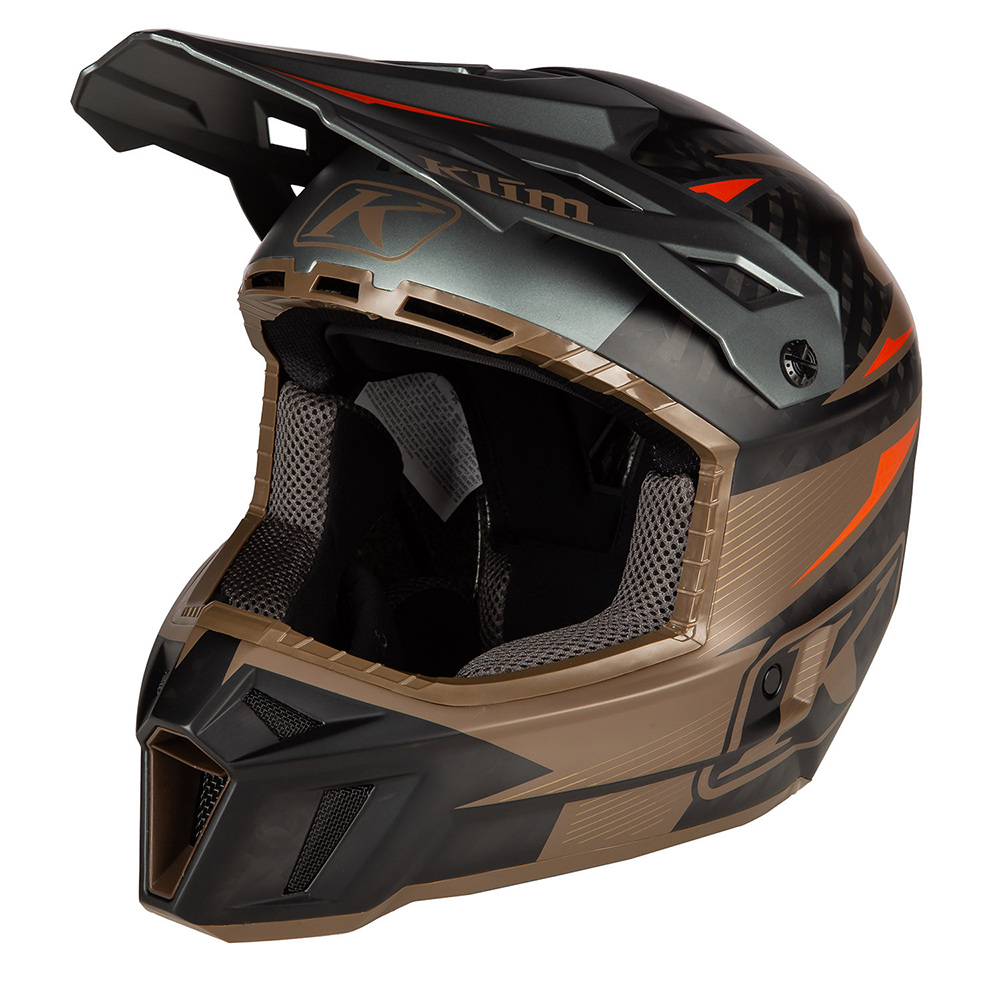 best carbon fiber dirt bike helmets Klim F3 Carbon Pro Off-Road Tilt Helmet Gloss Asphalt/Monument / Medium