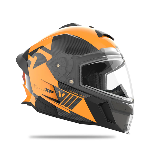 Delta V Carbon Commander Helmet - Orange - Gloss Finish with Photochromatic Ignite Shield Orange