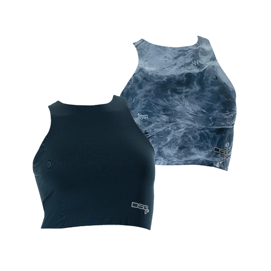 DSG Women's Reversible UPF Midi Top - Deep Waters/Mossy Oak® Wake Form High Seas