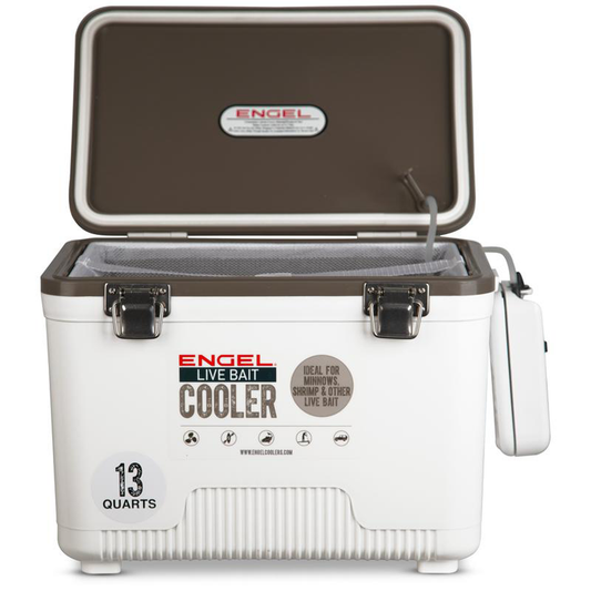 Engel 13qt Live Bait Drybox/Cooler w/ 2 Speed Aerator Pump and Net