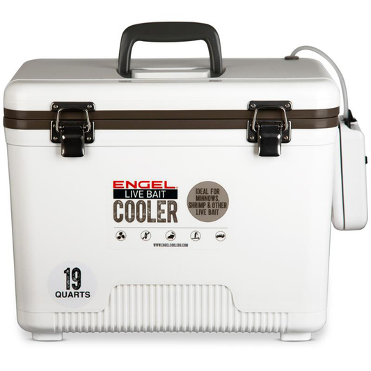 Engel 19qt Live Bait Drybox/Cooler w/ 2 Speed Aerator Pump and Net