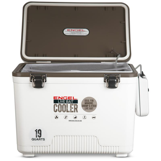 Engel 19qt Live Bait Drybox/Cooler w/ 2 Speed Aerator Pump and Net