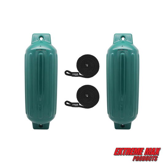 Extreme Max BoatTector Inflatable Fender Value 2-Pack - 8.5" x 27", Forest Green - 3006.7572