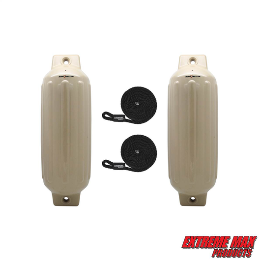 Extreme Max BoatTector Inflatable Fender Value 2-Pack - 8.5" x 27", Sand - 3006.7566
