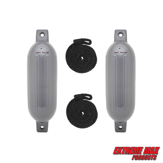 Extreme Max BoatTector Inflatable Fender Value 2-Pack - 4.5" x 16", Gray - 3006.7444