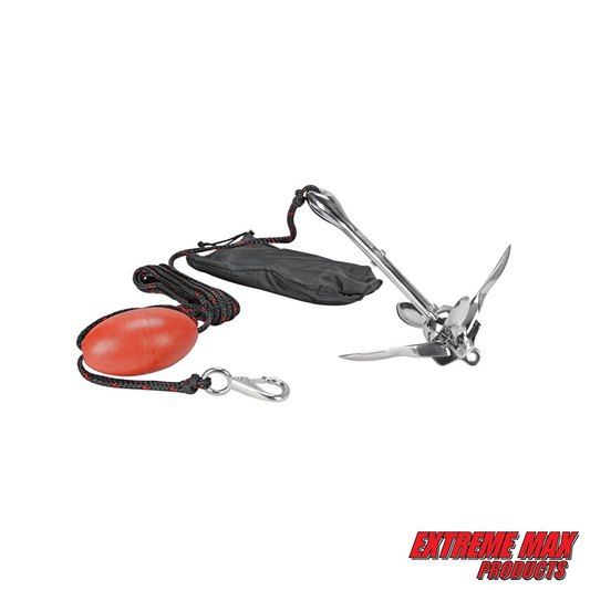 Extreme Max BoatTector Complete Stainless Steel Grapnel Anchor Kit for Small Boats, Kayaks, PWC, Jet Ski, SUP, etc. - 3.5 lbs. - 3006.6702 kit2