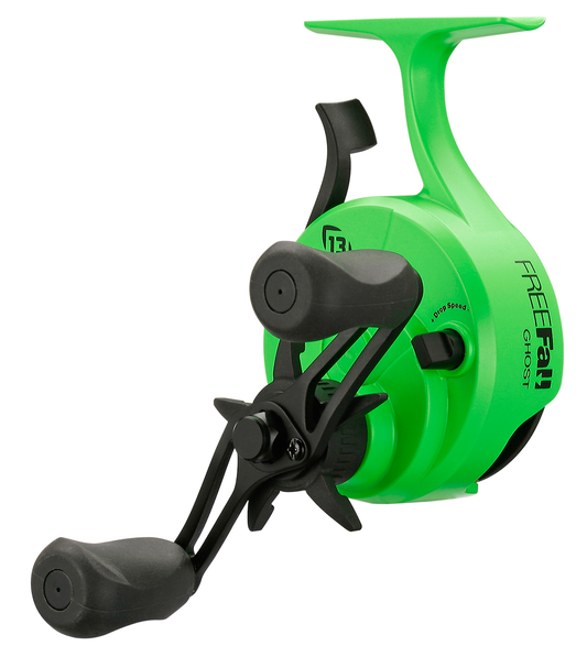 13 Fishing Black Betty Freefall Ghost Reel / Radio Active Pickle w/ New Line Window - Left Hand