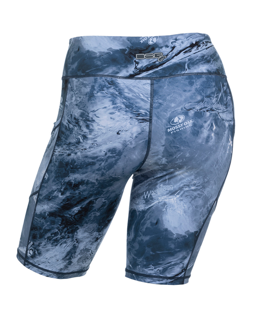 DSG Women's High Waisted UPF Boat Shorts - Mossy Oak® Elements® Wakeform High Seas