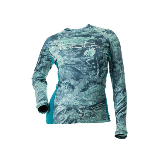DSG Women's Sydney Long Sleeve Shirt- Realtree® Aspect Camo Seafoam/Teal