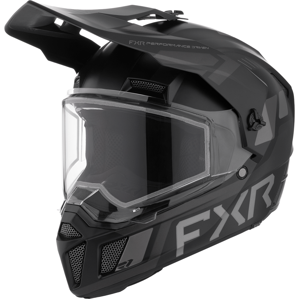 FXR Clutch X Dual Shield Youth Snowmobile Helmet Black Ops Large