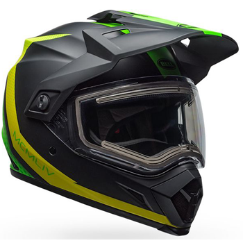 Bell MX-9 Adventure Helmet - Switchback Matte Black-Flo Green w/Electric Shield