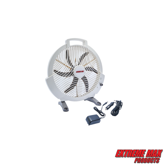Extreme Max Rechargeable AC/DC 12 Volt Box Fan with Lithium Battery - 1229.4089