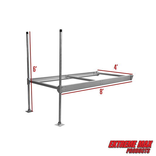 Extreme Max Modular DIY Aluminum Dock Lightweight Frame with Galvanized Posts Create Your Own Configuration - 8' x 4' - 3006.8864 modulardiysize1