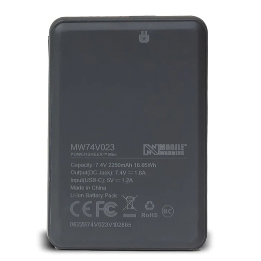 Mobile Warming 7.4v Powersheer™ Mini Battery 2250mAh & Cable