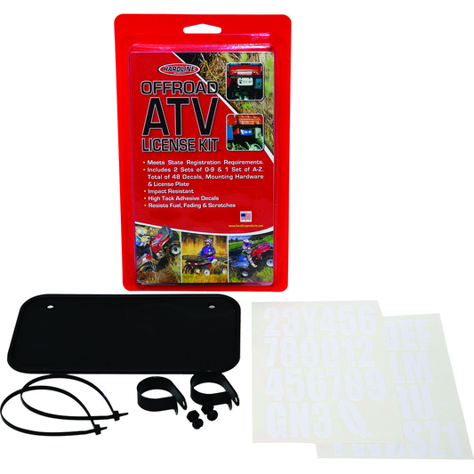 HARDLINE ATV LICENSE PLATE KIT BLACK ALUMINUM