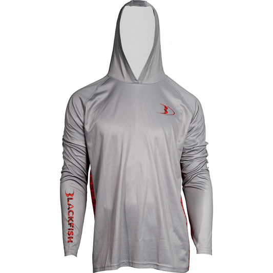 BlackFish Guide UPF Hoodie - Control Grey/Red