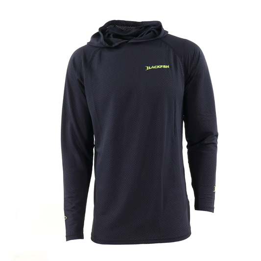 BlackFish CoolCharge UPF Angler Sun Hoodie - Moonless Black