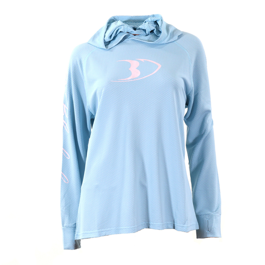 BlackFish Women's CoolCharge Angler UPF Sun Hoodie - Sky Blue