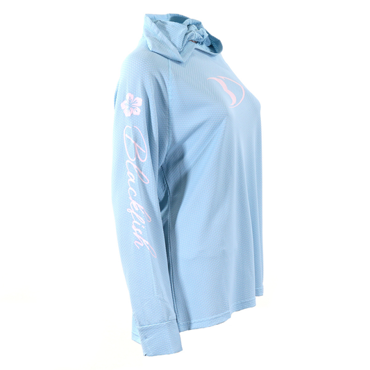 BlackFish Women's CoolCharge Angler UPF Sun Hoodie - Sky Blue