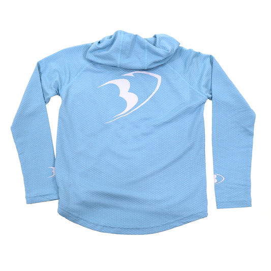 BlackFish Youth CoolCharge Angler UPF Sun Hoodie - Sky Blue