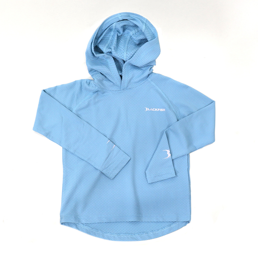 BlackFish Youth CoolCharge Angler UPF Sun Hoodie - Sky Blue