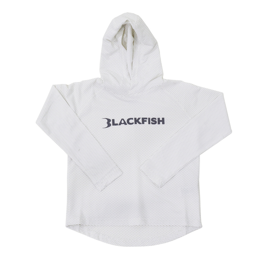 BlackFish Youth CoolCharge Angler UPF Sun Hoodie - White