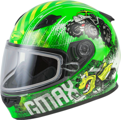[Color:::Neon Green-Hi Vis] GMAX Youth GM-49Y BEASTS SNOW HELMET w/DUAL LENS SHIELD
