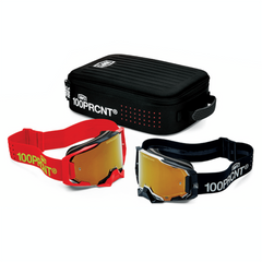 [Color:::Black Red / True Gold Mirror] 100% Dual Armega Racer Pro Goggles Pack