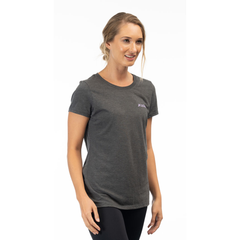 [Color:::Heathered Charcoal - Lavender Heist] Klim Women's K Shield Crest Tri-Blend Tee