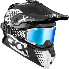 [Color:::Black - White Gloss] CKX Titan Viper Fiberglass Helmet - W/Dual Lens Goggles