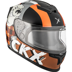 [Color:::Glossy Orange] CKX RR24 Lumberjack Youth Dual Lens Snowmobile Helmet