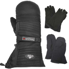 [Color:::Black] Choko Ultra Leather Snowmobile Mitts w/ One Glove and One Mitt Liner