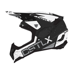 [Color:::Matte White / Silver] Castle X CX101 Carbon Kraze MX Helmet
