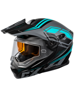 Castle X EXO-CX950 Siege Modular Dual-Sport Snow Helmet w/Dual Lens Shield Matte Black-Turquoise