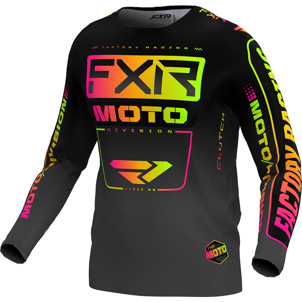 fxr motocross gear FXR 2024 Clutch Youth Jersey Black/Sherbert X-Large
