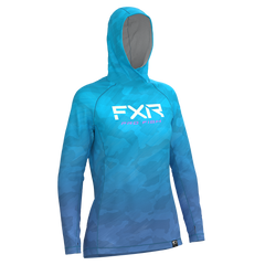 [Color:::Blue Camo / E. Pink] FXR Women's Derby Air UPF Pullover Hoodie