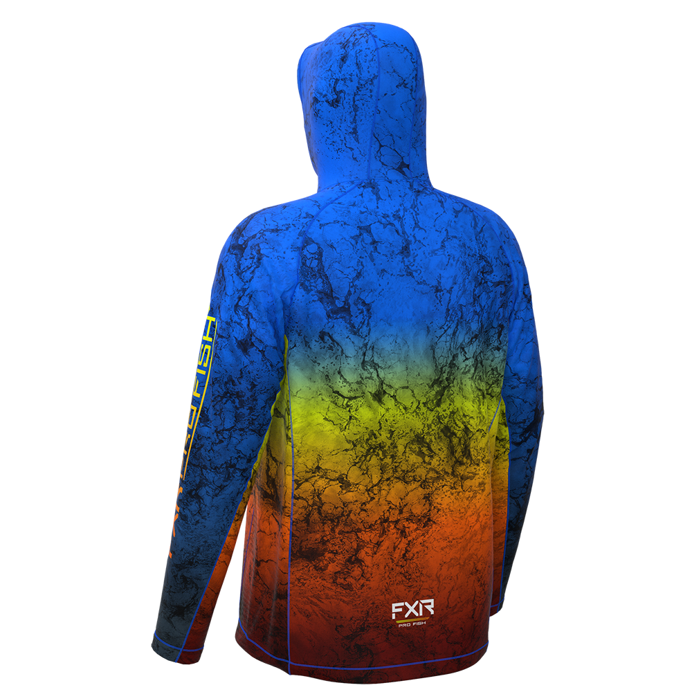 FXR Derby Air UPF Pullover Hoodie Blue Inferno Ripple