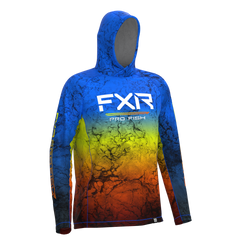 FXR Derby Air UPF Pullover Hoodie Blue Inferno Ripple