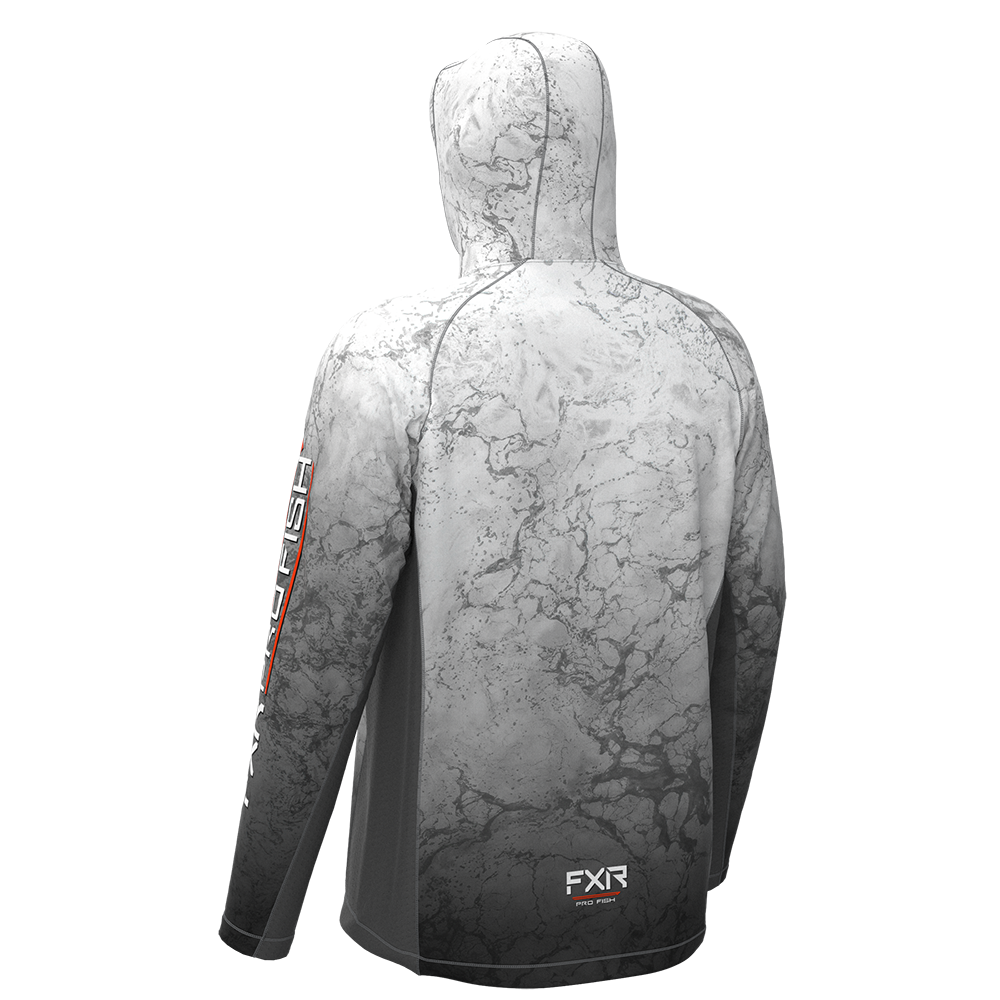 FXR Derby Air UPF Pullover Hoodie Grey Ripple - Red