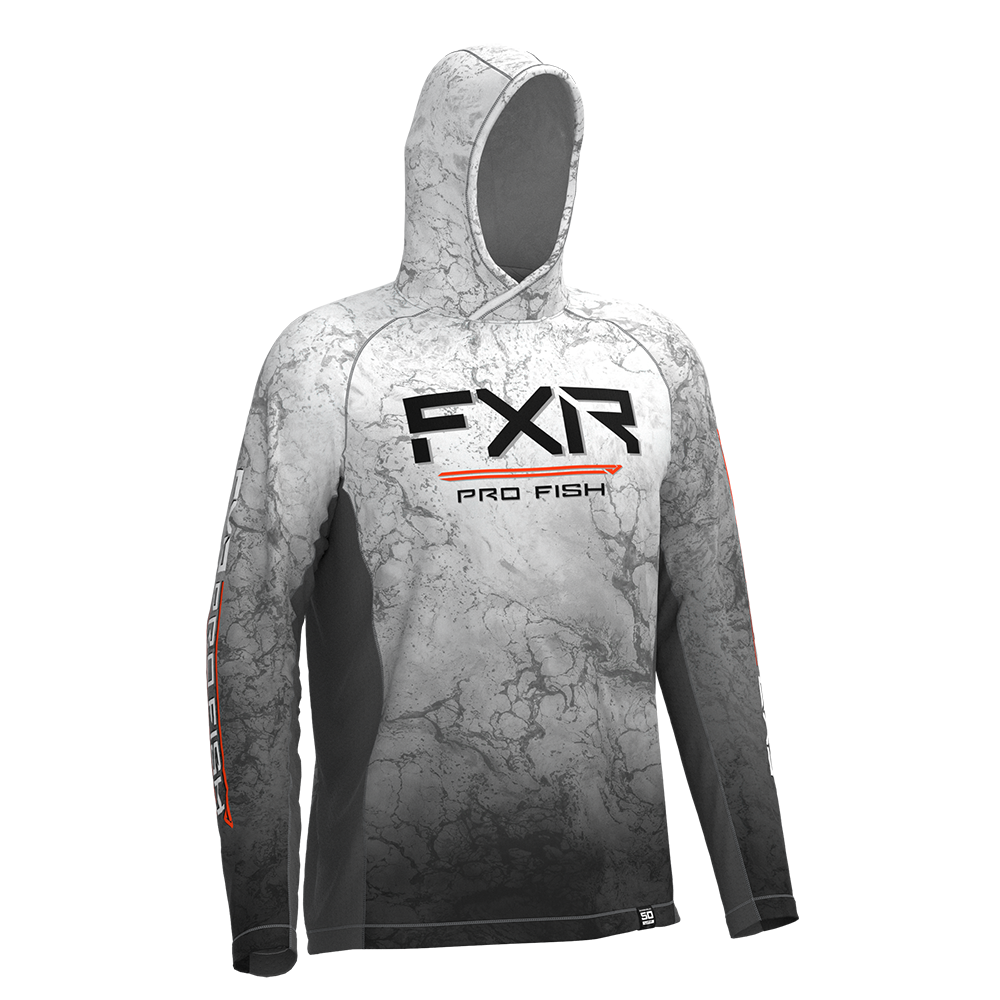 FXR Derby Air UPF Pullover Hoodie Grey Ripple - Red