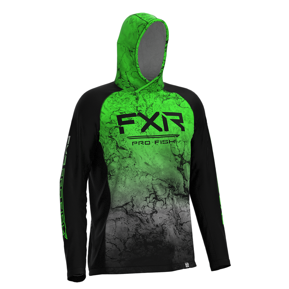FXR Derby Air UPF Pullover Hoodie Lime Ripple