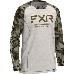 [Color:::Bone Heather-Army Camo] FXR Youth Derby UPF Long Sleeve Shirt