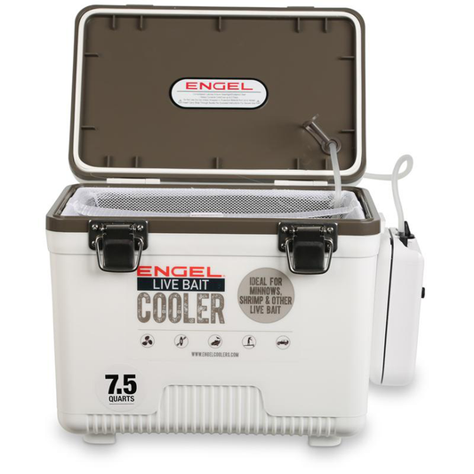  Engel 7.5qt Live Bait Drybox/Cooler w/ 2 Speed Aerator Pump and Net