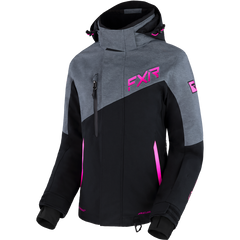 [Color:::Black / Mid Grey Heather Raspberry Fade] FXR Women's Edge Jacket