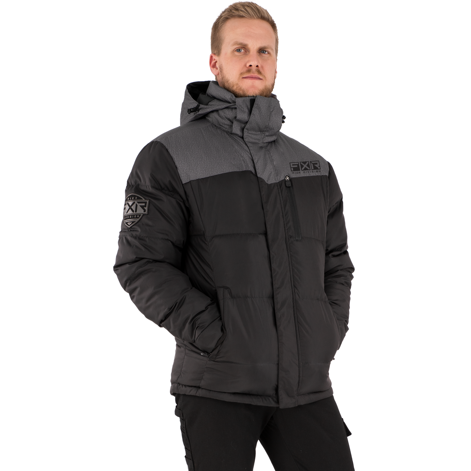 [Color:::Black-Charcoal Heather] FXR Elevation Synthetic Down Jacket