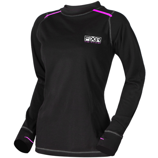 FXR Women's Endeavor Merino Longsleeve Black / E. Pink