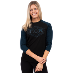[Color:::Black-Ocean Heather] FXR Women's Evo Tech 3/4 Sleeve Shirt