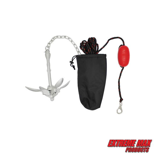 Extreme Max BoatTector Complete All-in-One Deluxe Grapnel Anchor Kit for Small Boats, Kayaks, PWC, Jet Ski, Paddle Boards-Includes 3.5 lbs-3006.67 kit1